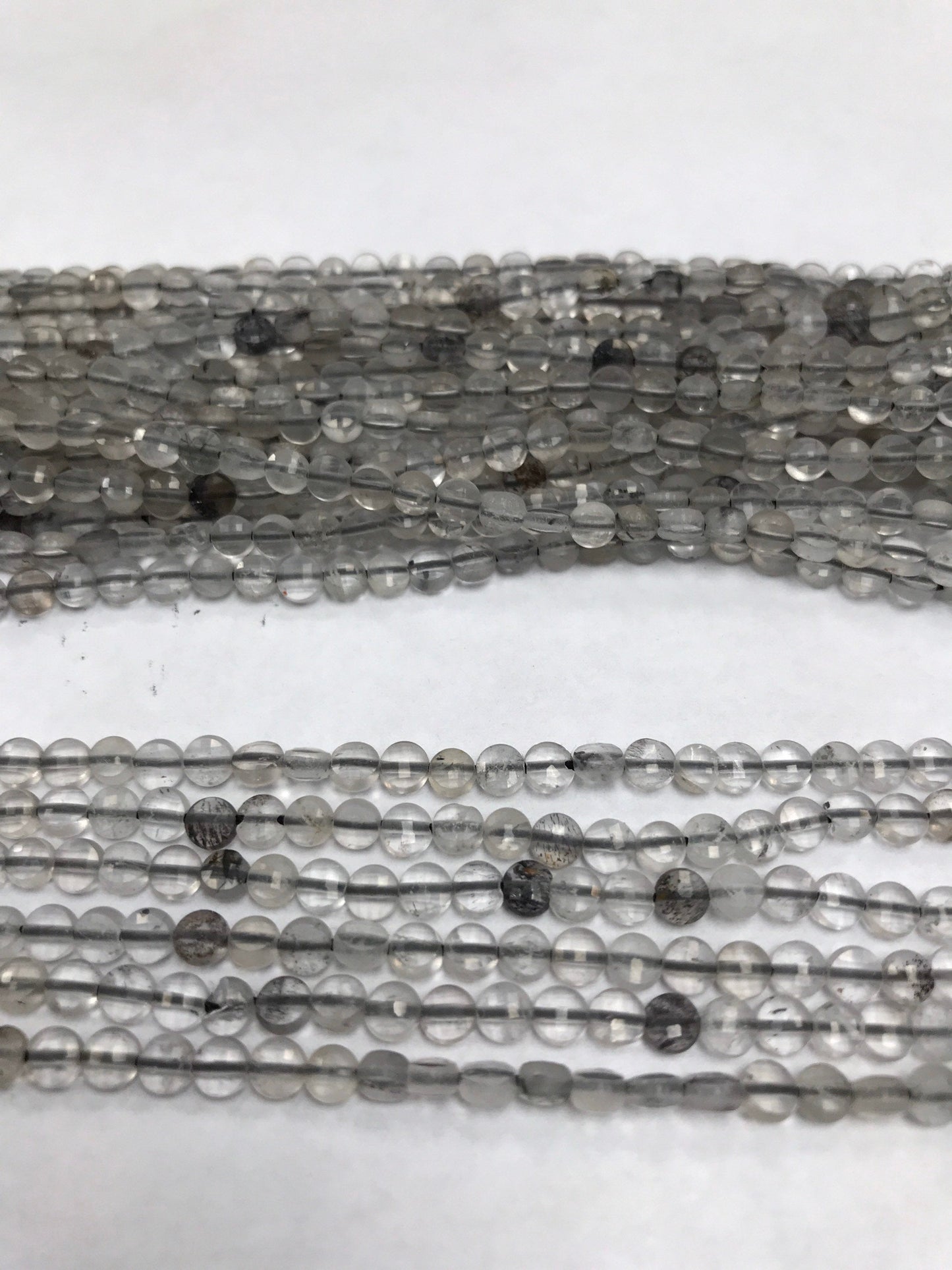 Black Routail Quartz Beads Faceted Coin, Routailated Quartz, Coin Beads