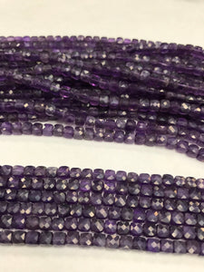 Amethyst Beads Faceted Square, Faceted Box