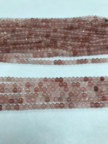 Strawberry quartz facetted round 3 mm, facetted round beads,