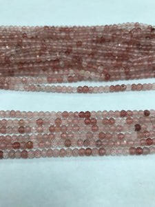 Strawberry quartz facetted round 3 mm, facetted round beads,