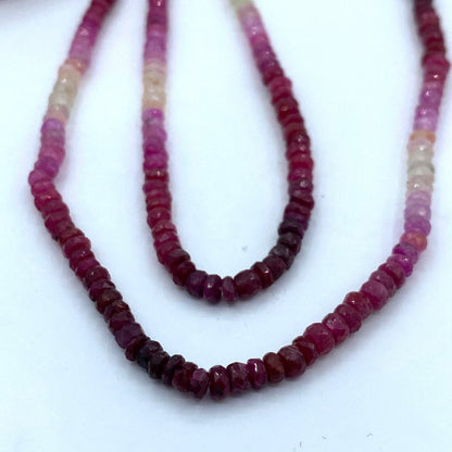 Ruby Beads Faceted Rondelles, 3 to 4 mm Hand Faceted Rondelles 16" Bead Strand, Ruby Beads