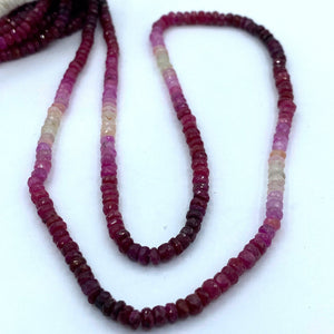 Ruby Beads Faceted Rondelles, 3 to 4 mm Hand Faceted Rondelles 16" Bead Strand, Ruby Beads