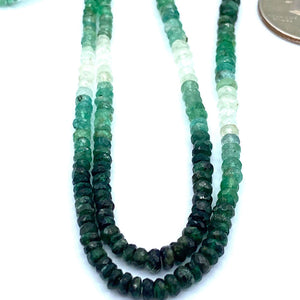 Emerald Beads Faceted Rondelles, 2 to 3 mm Hand Faceted Rondelles 16" Bead Strand, Natural Emerald Beads