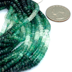 Emerald Beads Faceted Rondelles, 2 to 3 mm Hand Faceted Rondelles 16" Bead Strand, Natural Emerald Beads