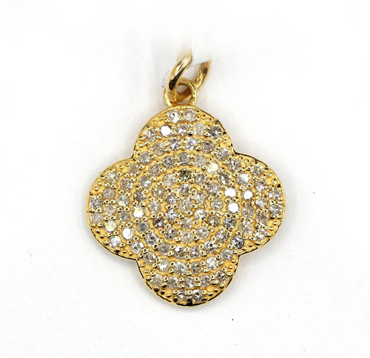 Art Deco Shape 14k Solid Gold Diamond Pendants. Genuine handmade pave diamond Pendant .14k Solid Gold Diamond Pendants.